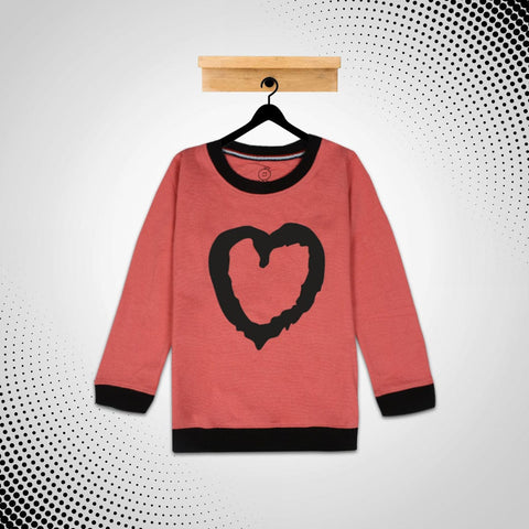 kid's Heart  Printed Carrot Red SweatShirt (1 YEARS to 12 YEARS)