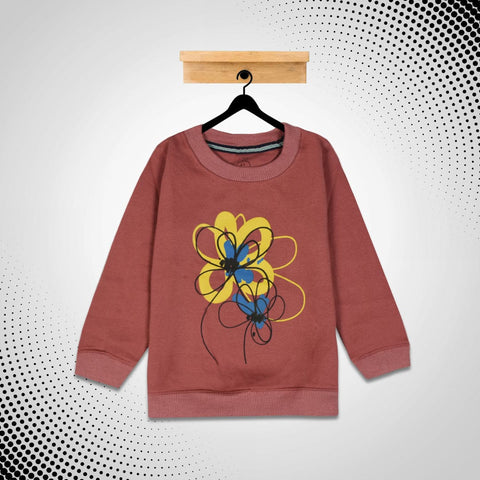 kid's Flower Printed Coral SweatShirt (1 YEARS to 12 YEARS)