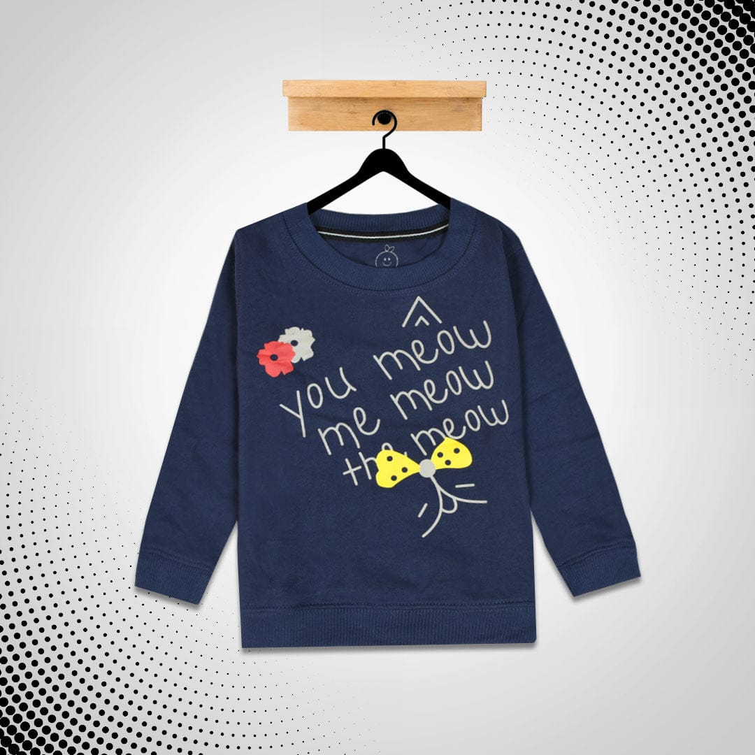 kid's You Meow Me Meow Printed Navy SweatShirt ( 1YEARS to 12 YEARS)