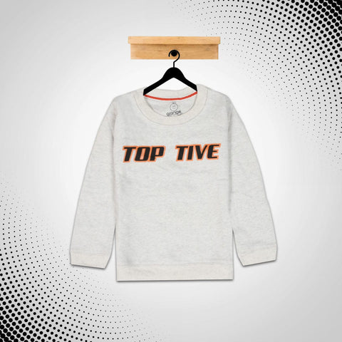 kid's Top Tive Printed Slub Off White SweatShirt (1 YEARS to 12 YEARS)