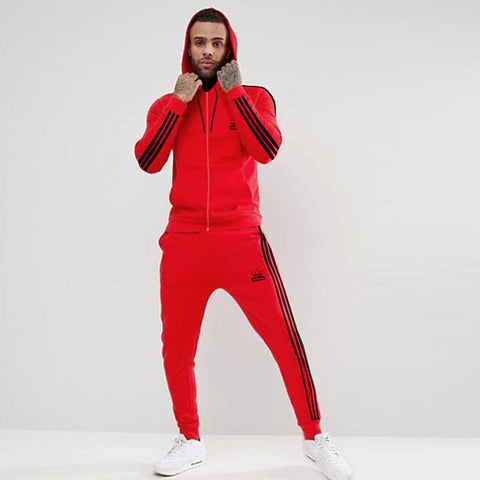 RED 3 STRIPES HEAVY FLEECE TRACK SUIT