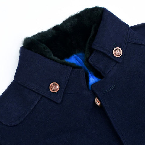 Standing Fur Collar Suede Long Coats For Men