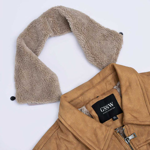 Imported Suede Rich Do Fur Collar Premium Jacket For Men