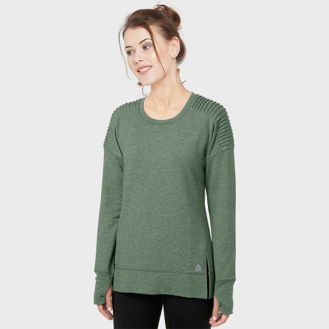 Women Classic Shoulder Slub Green Sweat