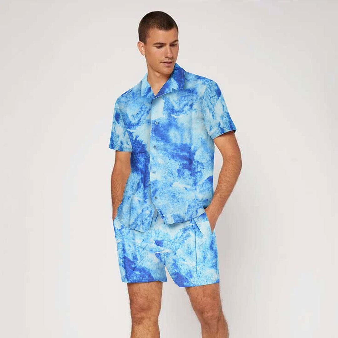 Jupiter Men Holiday Cotton Linen Blue Splash Twin Set