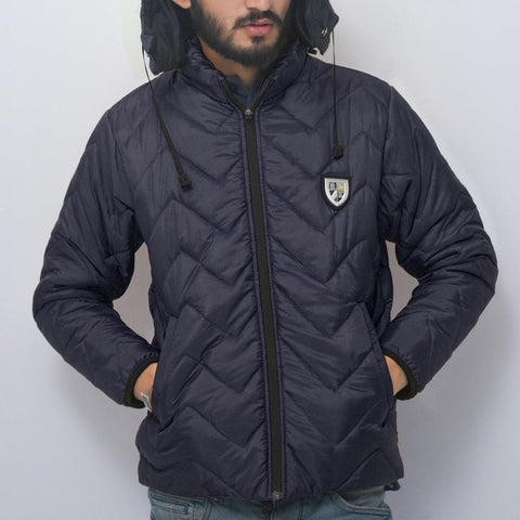 Men Detachable Hood Solid PufferÂ Jacket