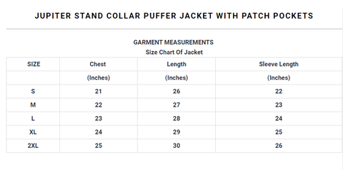 Jupiter Stand Collar puffer Jacket with Patch pockets