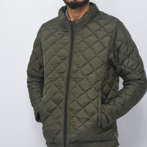 Jupiter Cross Box Stich Pattern Zip through PufferÂ Jacket