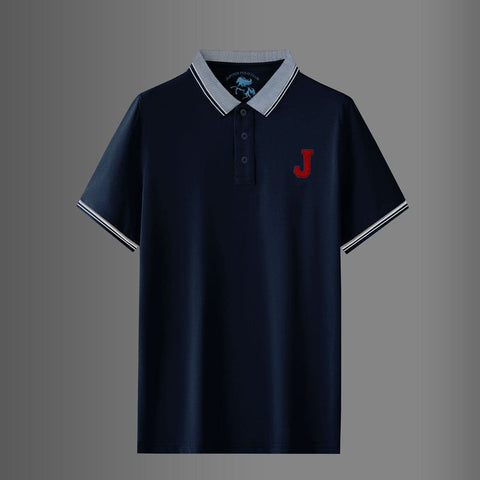 Jupiter Jacquard Collar Chenille Embroidered Logo Men Cotton Polo