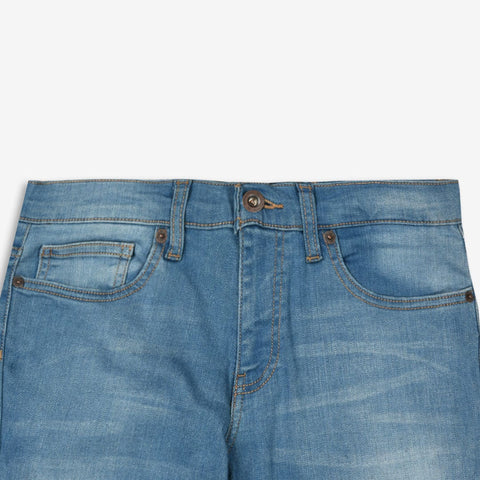 WOMEN RIPPED BOTTOM MID RISE STEEL BLUE DENIM (WAIST 26 TO 36)