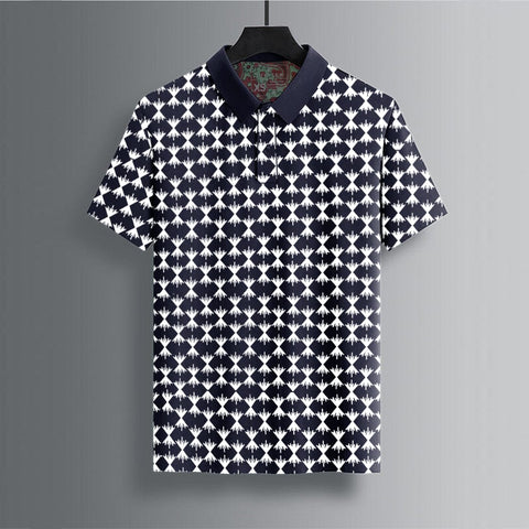 Jupiter All Over Broken Square Printed Cotton Polos