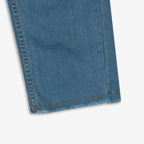 WOMEN RIPPED BOTTOM MID RISE STEEL BLUE DENIM (WAIST 26 TO 36)