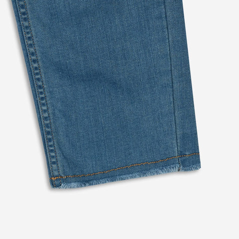 WOMEN RIPPED BOTTOM MID RISE DARK BLUE DENIM (WAIST 26 TO 36)