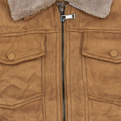 Imported Suede Rich Do Fur Collar Premium Jacket For Men