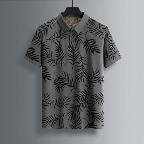 Jupiter All Over Floral Leaf Cotton Polo