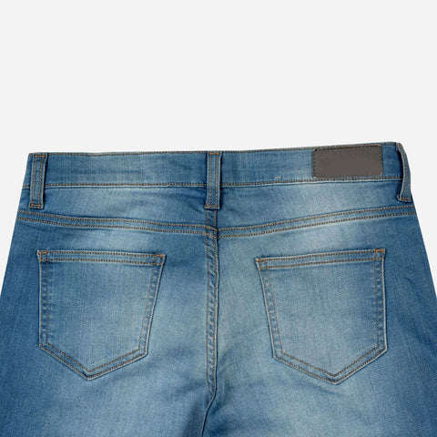 WOMEN RIPPED BOTTOM MID RISE STEEL BLUE DENIM (WAIST 26 TO 36)