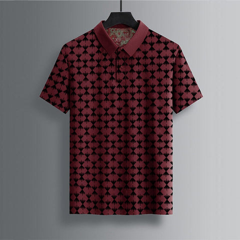 Jupiter All Over Broken Square Printed Cotton Polos