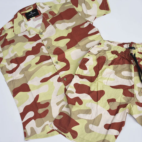 Jupiter Men Holiday Cotton Linen Stone Camo Twin Set