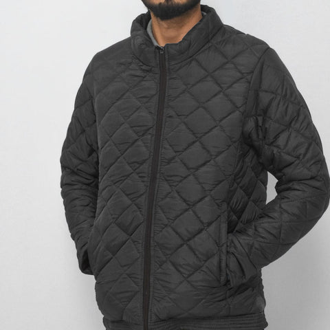 Jupiter Cross Box Stich Pattern Zip through PufferÂ Jacket