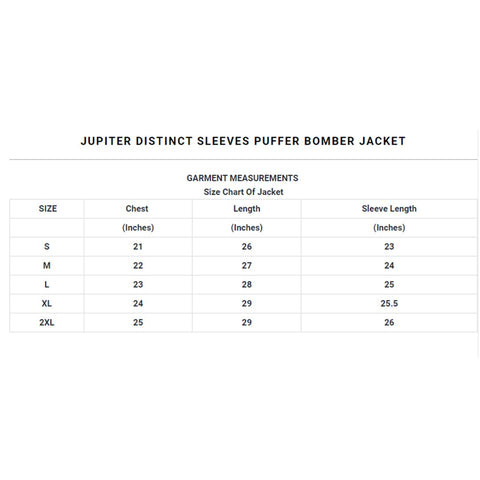 Jupiter Distinct Sleeves Puffer BomberÂ Jacket