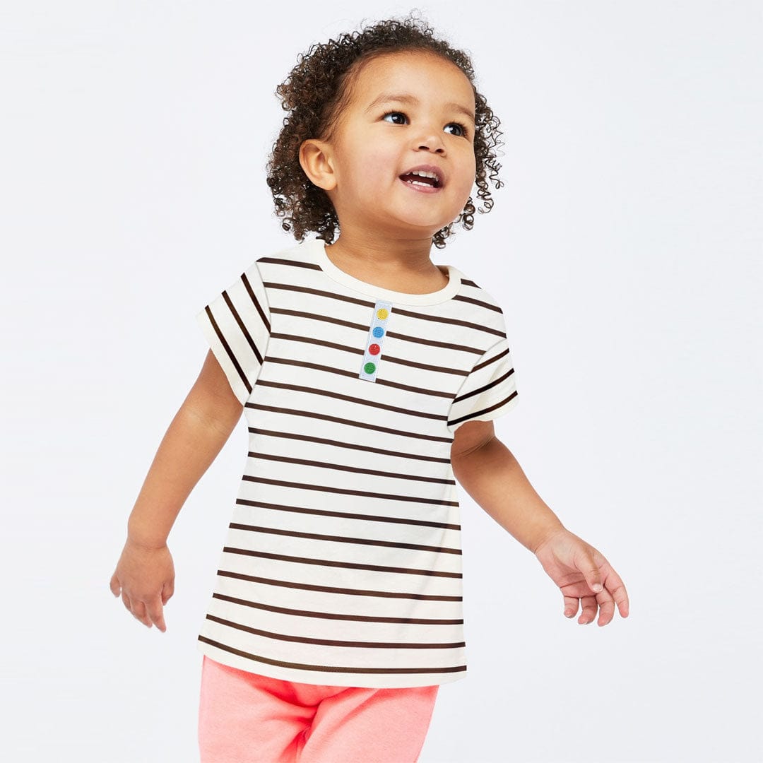 HJBZ Kids Stripe Crew Neck  Dots Patch Tee Shirt (1 TO 6 YEARS)