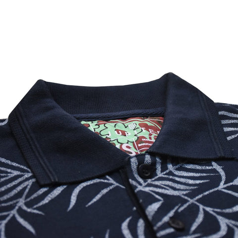 Jupiter All Over Floral Leaf Cotton Polo