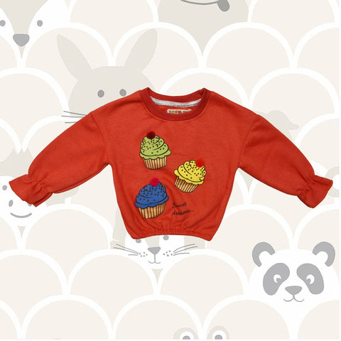 Girlâ€™s cup cake fleece sweat shirt ( 6 Months To 8 Years)