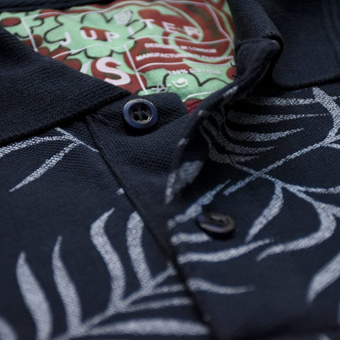 Jupiter All Over Floral Leaf Cotton Polo