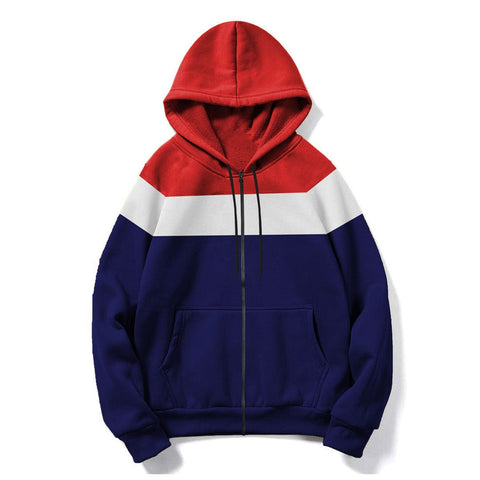 Jupiter Sterling Color Block Zip Up Unisex Hoodie