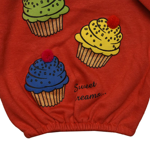 Girlâ€™s cup cake fleece sweat shirt ( 6 Months To 8 Years)