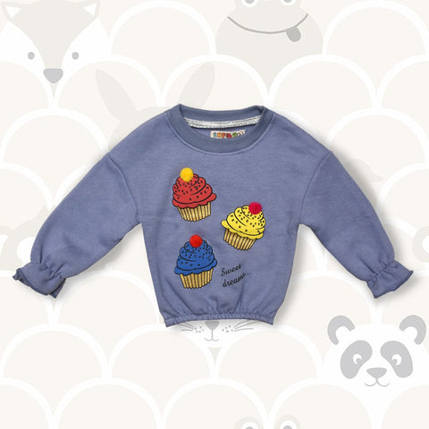 Girlâ€™s cup cake fleece sweat shirt ( 6 Months To 8 Years)