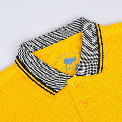 Jupiter Jacquard Collar Chenille Embroidered Logo Men Cotton Polo