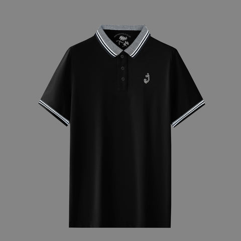 Jupiter J Logo Jaquard Collar Men Cotton Polo