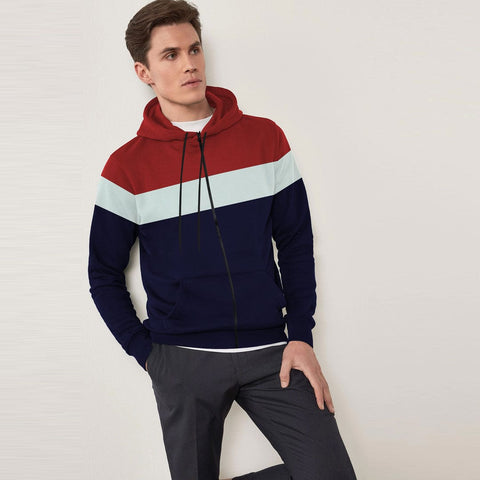 Jupiter Sterling Color Block Zip Up Unisex Hoodie