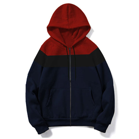 Jupiter Sterling Color Block Zip Up Unisex Hoodie