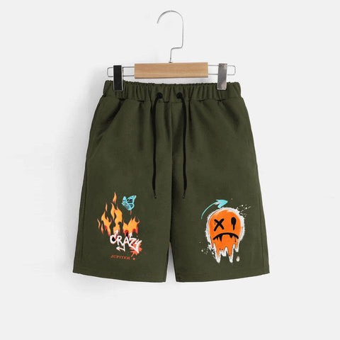 Jupiter Fire Emoji Graphic Men's Mix Terry Shorts Minor Fault