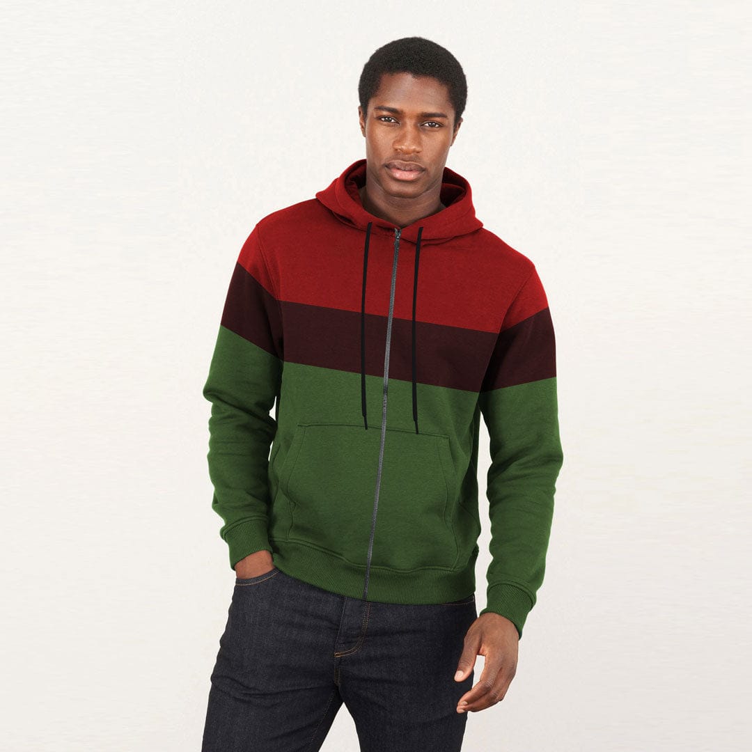 Jupiter Sterling Color Block Zip Up Unisex Hoodie