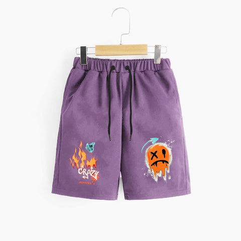 Jupiter Fire Emoji Graphic Men's Mix Terry Shorts Minor Fault