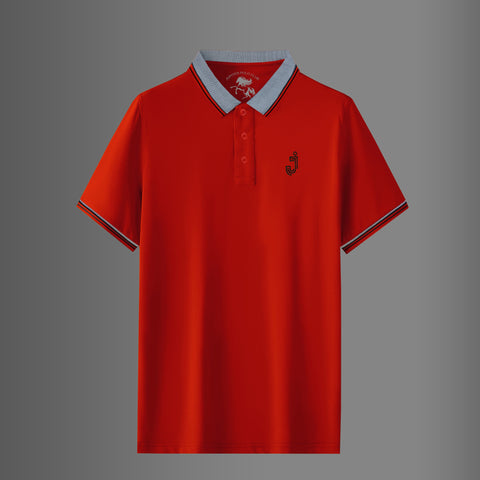 Jupiter J Logo Jaquard Collar Men Cotton Polo