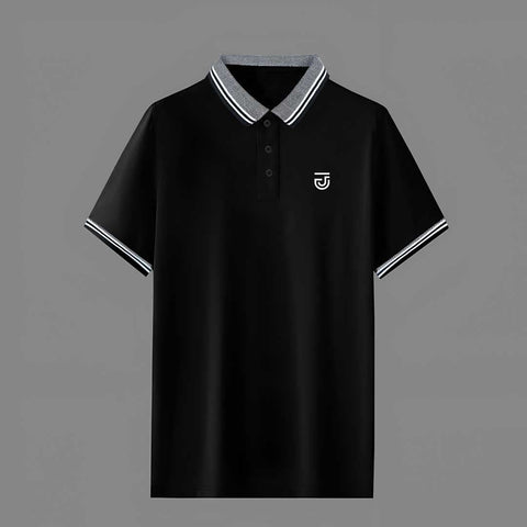 Jupiter Jacquard Collar Pique Cotton Polo For Men